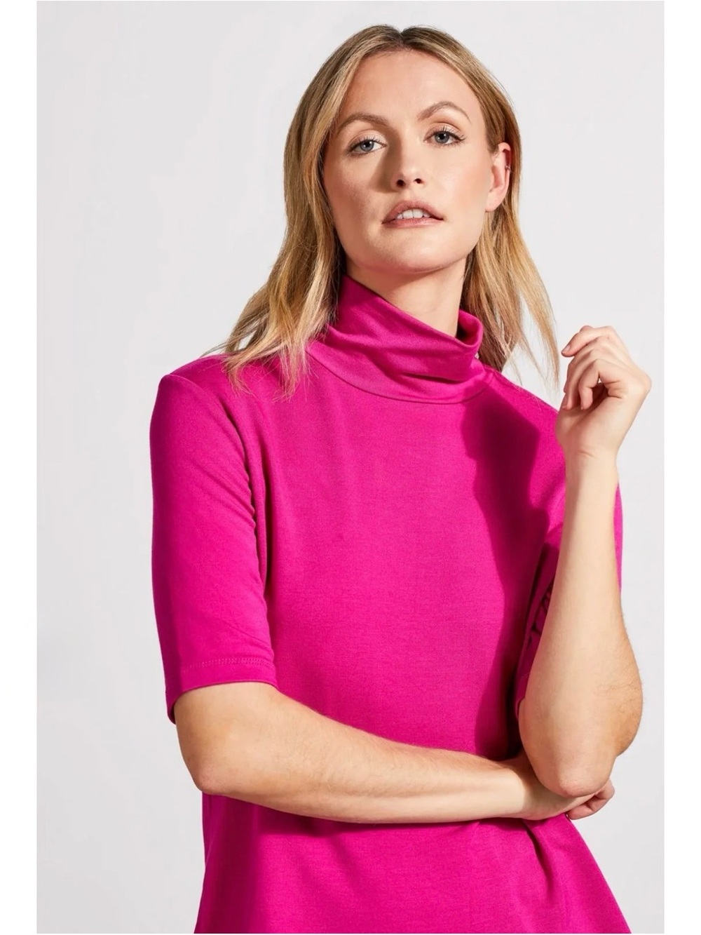 Tribal Hot Pink Short-Sleeve Turtleneck Tunic